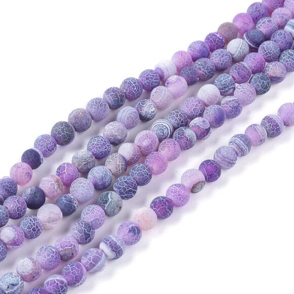 6MM Purple Violet Weathered Agate Beads-ONE Gemstone Bead Strand-Crafts NWT - Picture 1 of 2